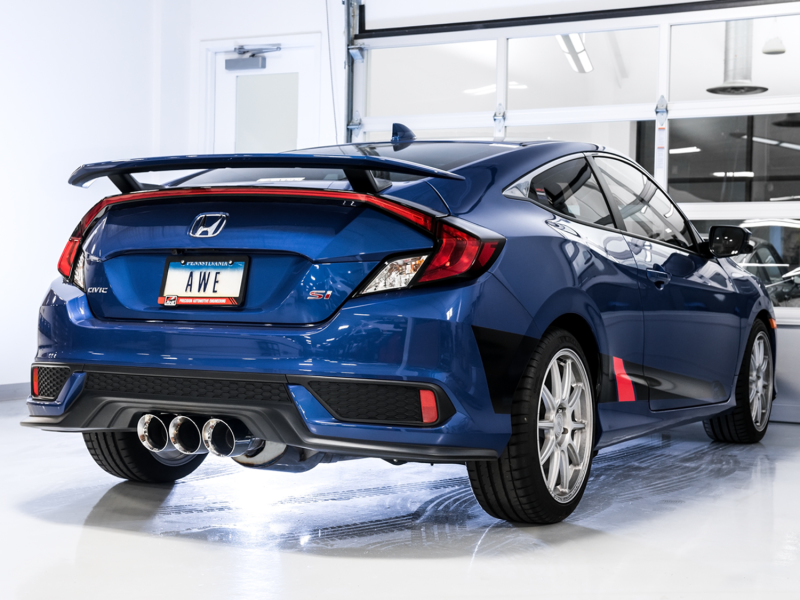 Honda Civic Si Performance Exhaust - AWE Tuning - Touring Edition Cat-Back with Triple Chrome Silver Tips - Chrome Silver - `16-`27